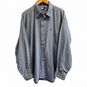 Vintage Tommy Hilfiger Men's XL Shirt Long Sleeve Houndstooth Blue Button‎ Down